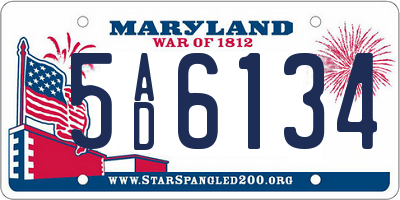 MD license plate 5AD6134