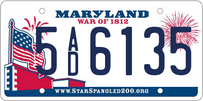 MD license plate 5AD6135