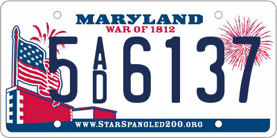 MD license plate 5AD6137