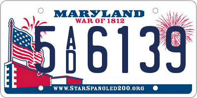 MD license plate 5AD6139