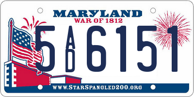 MD license plate 5AD6151