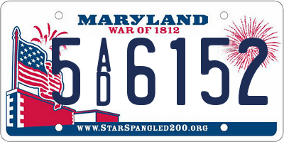 MD license plate 5AD6152