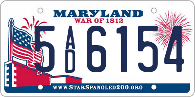 MD license plate 5AD6154