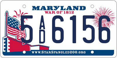 MD license plate 5AD6156
