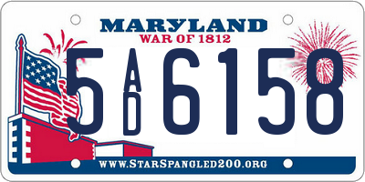 MD license plate 5AD6158