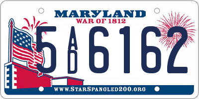 MD license plate 5AD6162