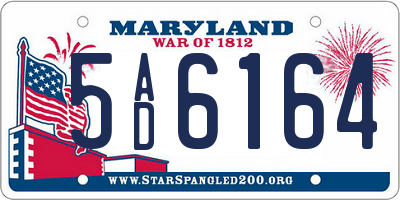 MD license plate 5AD6164
