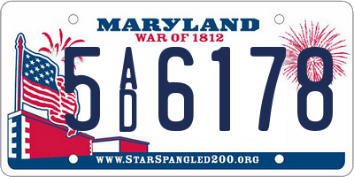 MD license plate 5AD6178