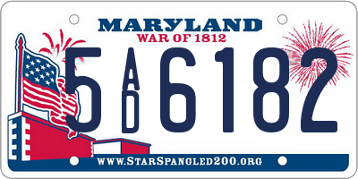 MD license plate 5AD6182