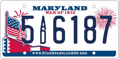 MD license plate 5AD6187