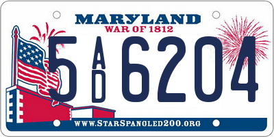 MD license plate 5AD6204