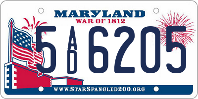 MD license plate 5AD6205