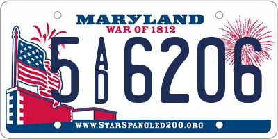 MD license plate 5AD6206