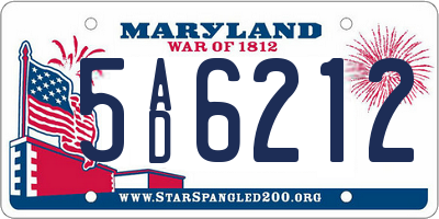 MD license plate 5AD6212