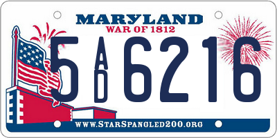 MD license plate 5AD6216