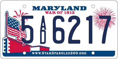 MD license plate 5AD6217