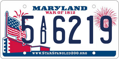 MD license plate 5AD6219