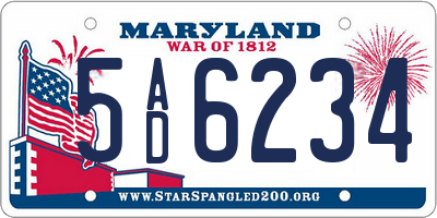 MD license plate 5AD6234