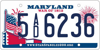 MD license plate 5AD6236