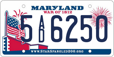 MD license plate 5AD6250