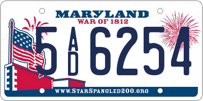 MD license plate 5AD6254