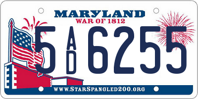 MD license plate 5AD6255