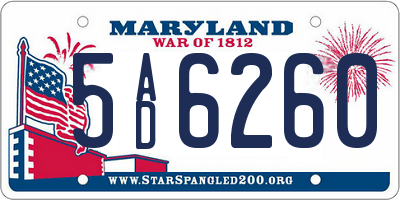 MD license plate 5AD6260