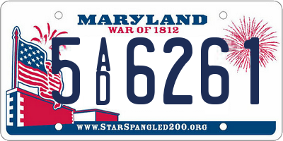 MD license plate 5AD6261