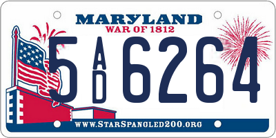 MD license plate 5AD6264