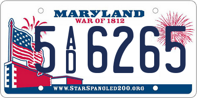 MD license plate 5AD6265