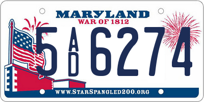 MD license plate 5AD6274