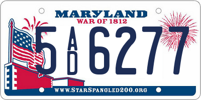 MD license plate 5AD6277