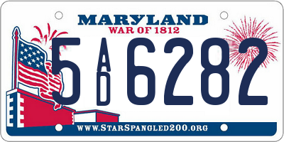 MD license plate 5AD6282