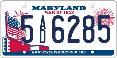 MD license plate 5AD6285