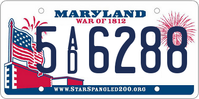 MD license plate 5AD6288