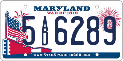 MD license plate 5AD6289