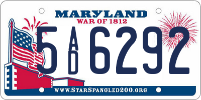 MD license plate 5AD6292