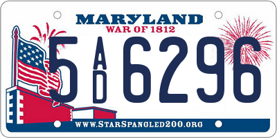 MD license plate 5AD6296