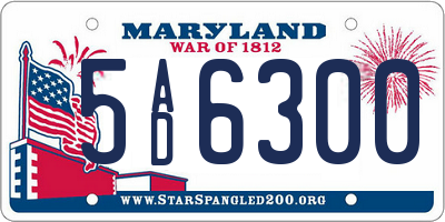 MD license plate 5AD6300