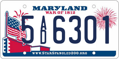 MD license plate 5AD6301