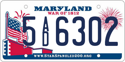 MD license plate 5AD6302