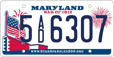 MD license plate 5AD6307