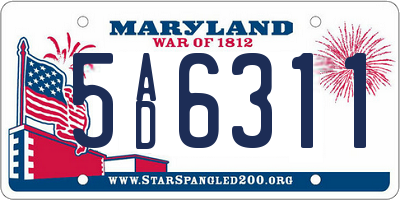 MD license plate 5AD6311