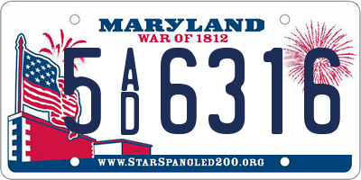 MD license plate 5AD6316