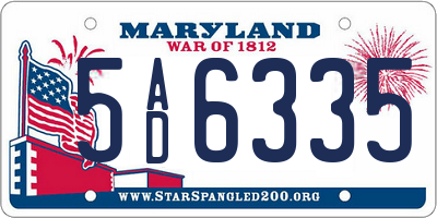 MD license plate 5AD6335