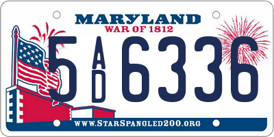 MD license plate 5AD6336