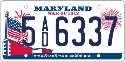 MD license plate 5AD6337