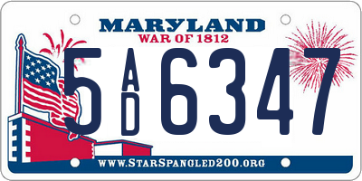 MD license plate 5AD6347