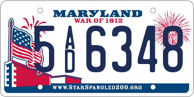 MD license plate 5AD6348