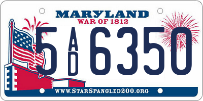 MD license plate 5AD6350